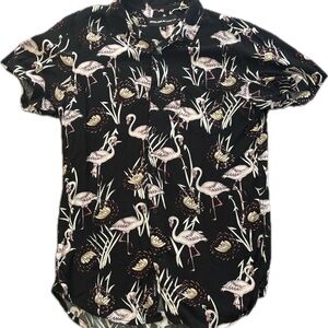 Molokai Surf Co. Black Flamingo Print Casual Shirt
